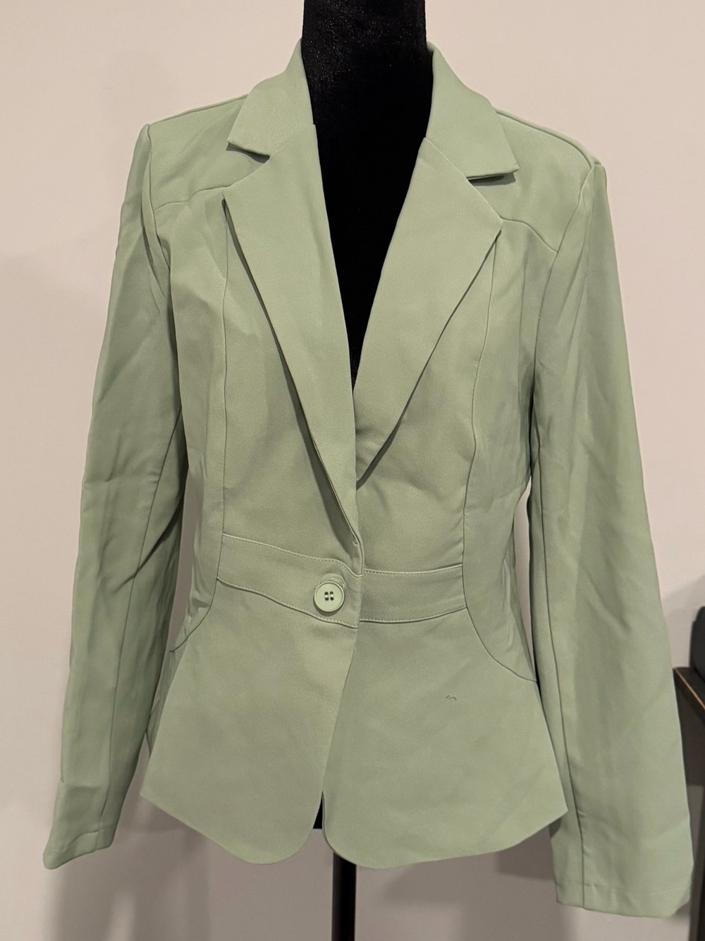 Allegra K Mint Green Single-Button Tailored Blazer
